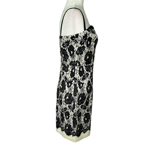 Milly of New York Genevieve Cream Black Lace Illusion Mini Slip Dress - 6 - Picture 7 of 16